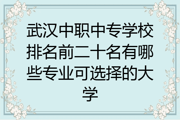 武汉中职中专学校排名前二十名有哪些专业可选择的大学