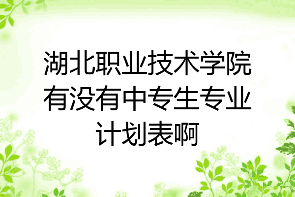 湖北职业技术学院有没有中专生专业计划表啊