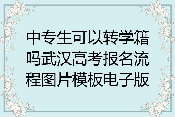 中专生可以转学籍吗武汉高考报名流程图片模板电子版