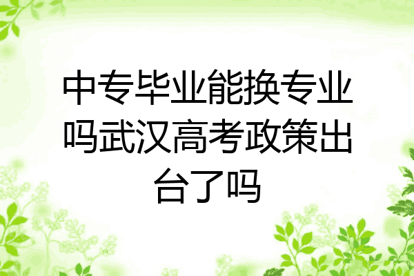 中专毕业能换专业吗武汉高考政策出台了吗