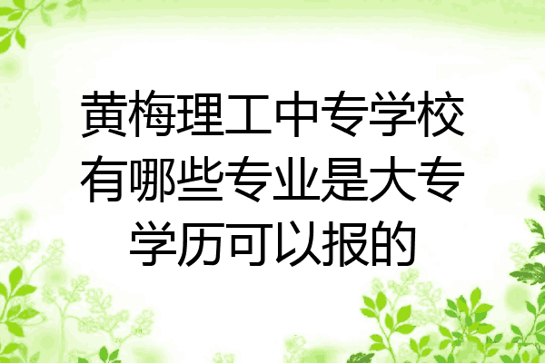 黄梅理工中专学校有哪些专业是大专学历可以报的