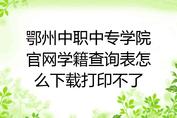 鄂州中职中专学院官网学籍查询表怎么下载打印不了