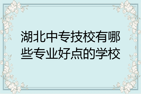 湖北中专技校有哪些专业好点的学校