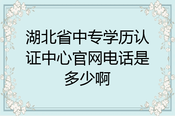 湖北省中专学历认证中心官网电话是多少啊
