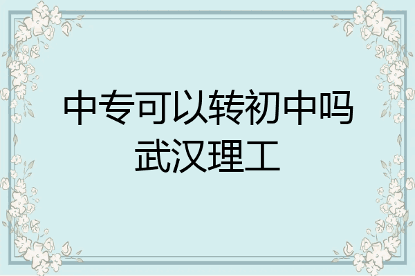 中专可以转初中吗武汉理工