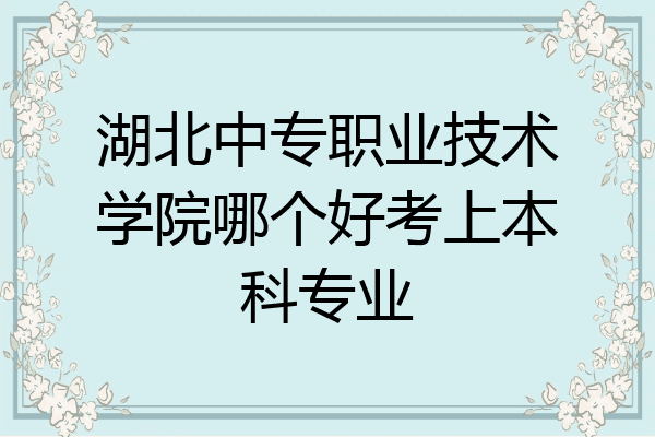 湖北中专职业技术学院哪个好考上本科专业