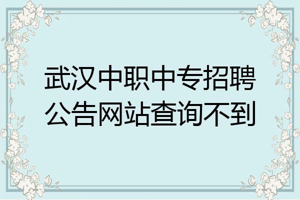 武汉中职中专招聘公告网站查询不到