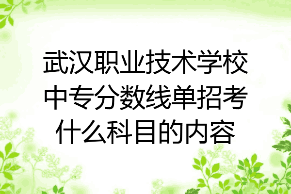 武汉职业技术学校中专分数线单招考什么科目的内容