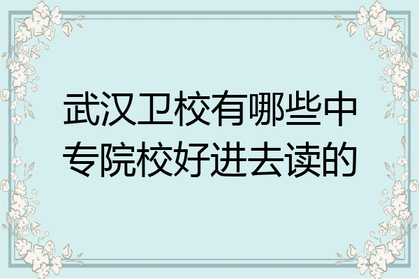 武汉卫校有哪些中专院校好进去读的