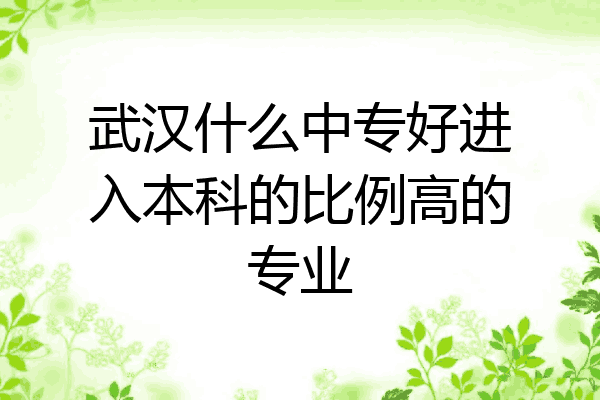 武汉什么中专好进入本科的比例高的专业