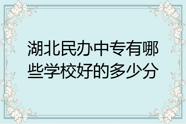 湖北民办中专有哪些学校好的多少分