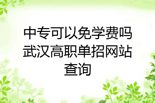 中专可以免学费吗武汉高职单招网站查询