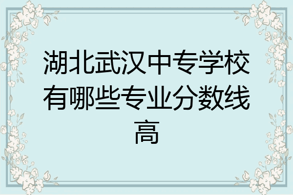 湖北武汉中专学校有哪些专业分数线高