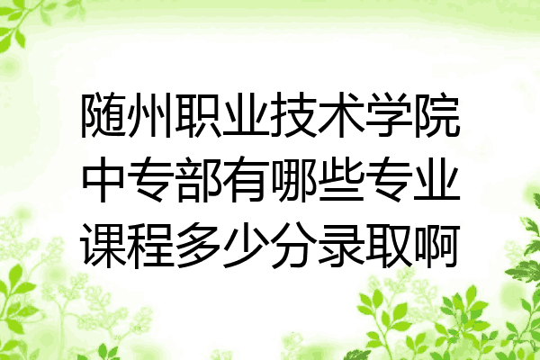 随州职业技术学院中专部有哪些专业课程多少分录取啊