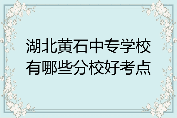 湖北黄石中专学校有哪些分校好考点