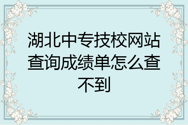 湖北中专技校网站查询成绩单怎么查不到