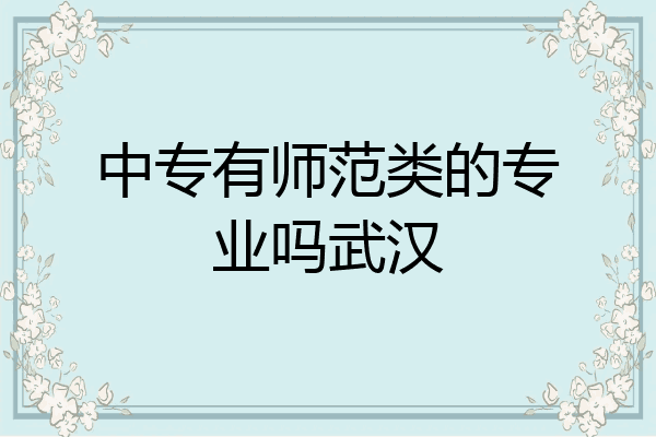 中专有师范类的专业吗武汉