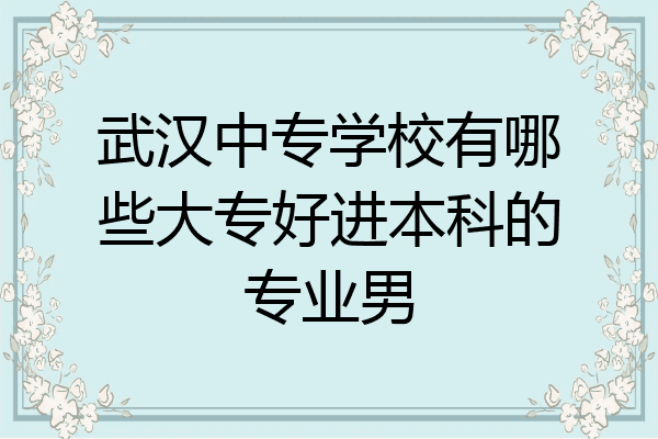 武汉中专学校有哪些大专好进本科的专业男