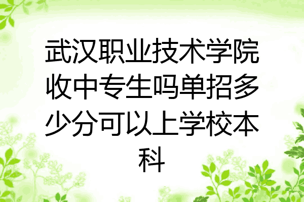 武汉职业技术学院收中专生吗单招多少分可以上学校本科