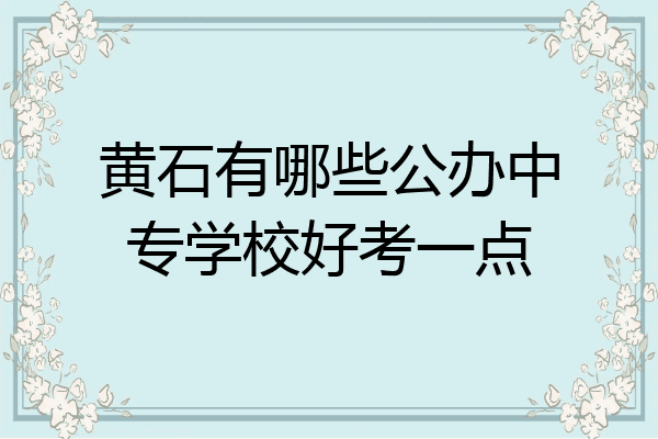 黄石有哪些公办中专学校好考一点