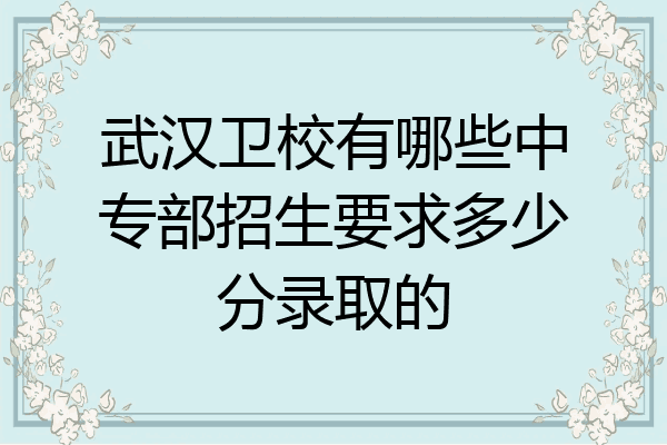 武汉卫校有哪些中专部招生要求多少分录取的