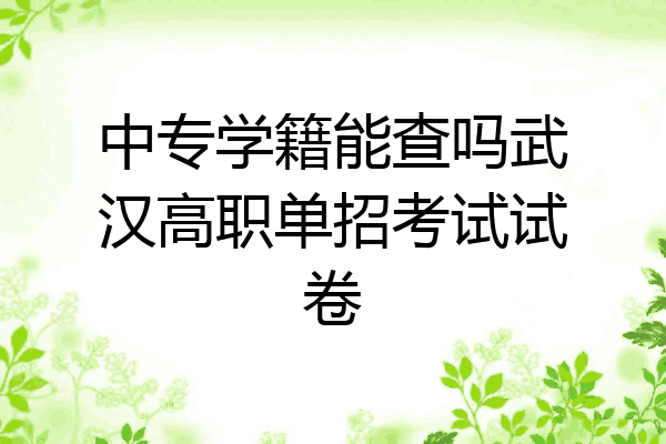 中专学籍能查吗武汉高职单招考试试卷