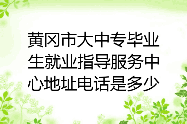 黄冈市大中专毕业生就业指导服务中心地址电话是多少