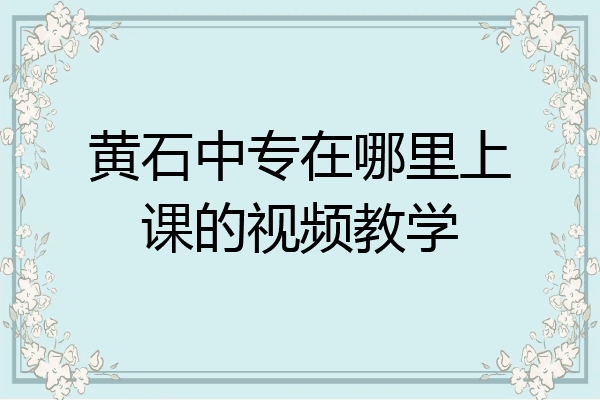 黄石中专在哪里上课的视频教学