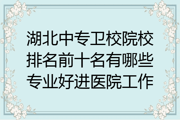 湖北中专卫校院校排名前十名有哪些专业好进医院工作