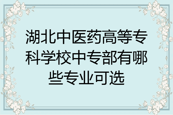 湖北中医药高等专科学校中专部有哪些专业可选