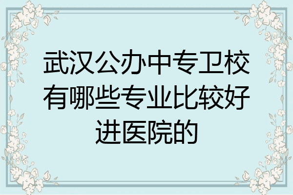 武汉公办中专卫校有哪些专业比较好进医院的