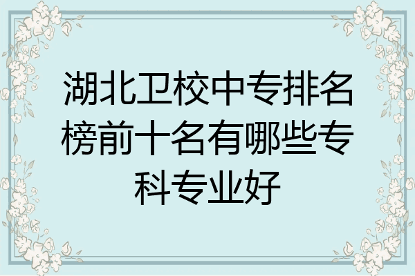 湖北卫校中专排名榜前十名有哪些专科专业好