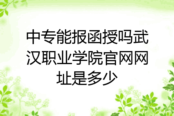 中专能报函授吗武汉职业学院官网网址是多少