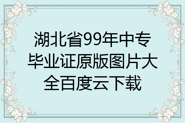 湖北省99年中专毕业证原版图片大全百度云下载