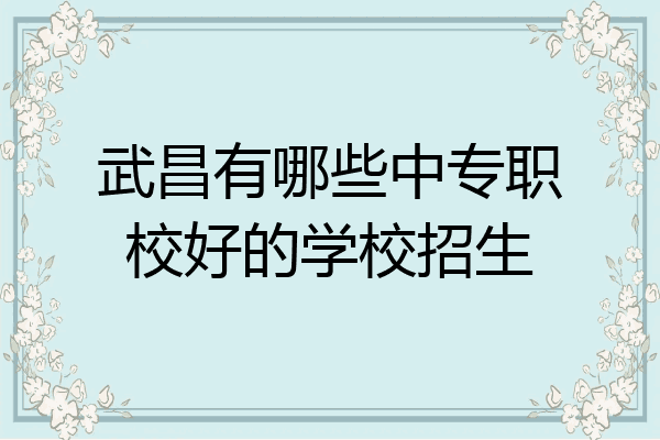 武昌有哪些中专职校好的学校招生