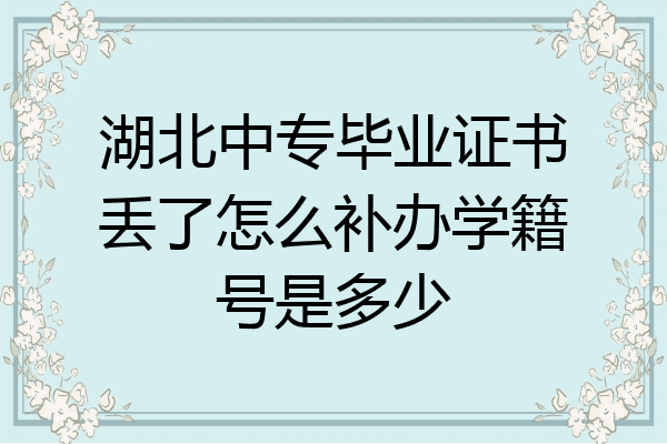 湖北中专毕业证书丢了怎么补办学籍号是多少