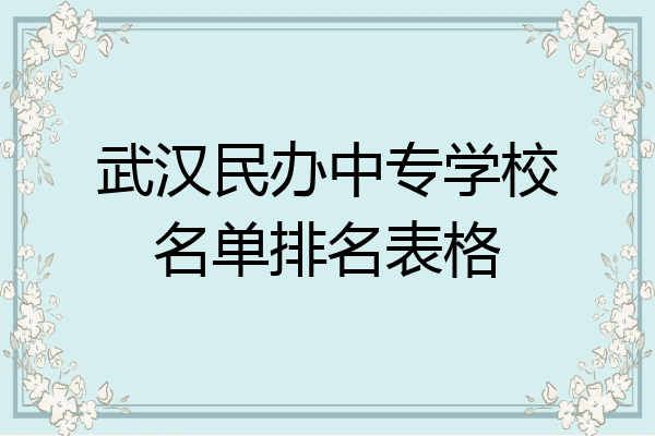 武汉民办中专学校名单排名表格
