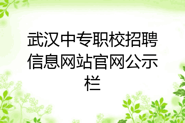 武汉中专职校招聘信息网站官网公示栏