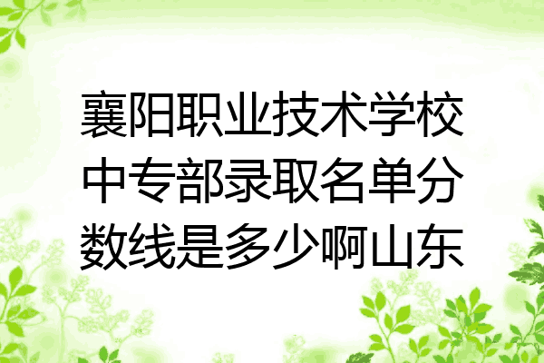 襄阳职业技术学校中专部录取名单分数线是多少啊山东