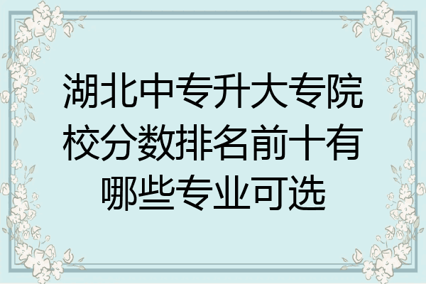 湖北中专升大专院校分数排名前十有哪些专业可选
