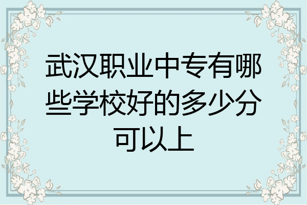 武汉职业中专有哪些学校好的多少分可以上