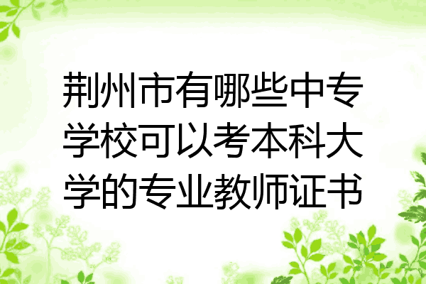 荆州市有哪些中专学校可以考本科大学的专业教师证书