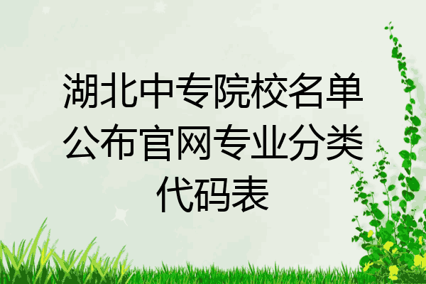 湖北中专院校名单公布官网专业分类代码表