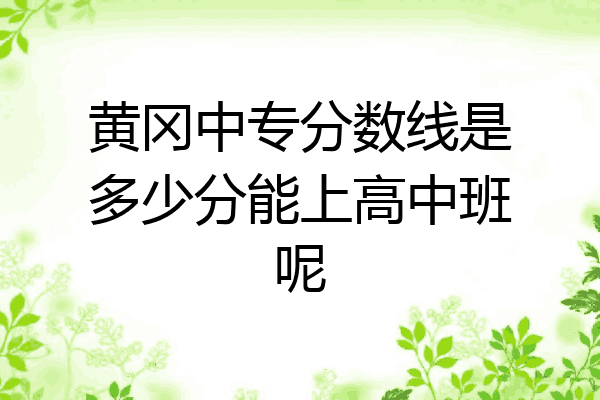 黄冈中专分数线是多少分能上高中班呢