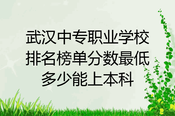 武汉中专职业学校排名榜单分数最低多少能上本科