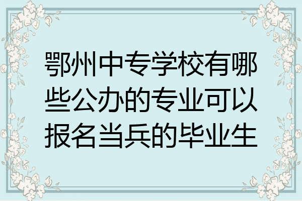 鄂州中专学校有哪些公办的专业可以报名当兵的毕业生
