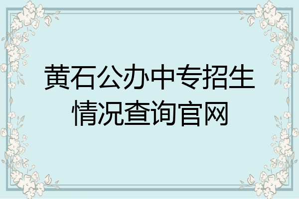 黄石公办中专招生情况查询官网