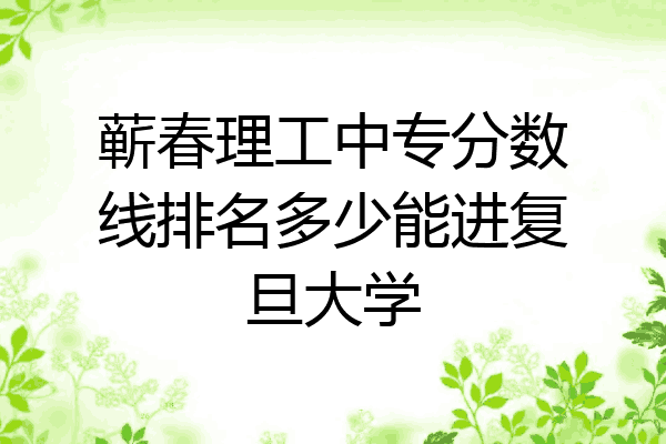 蕲春理工中专分数线排名多少能进复旦大学