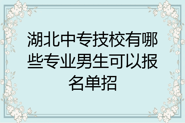 湖北中专技校有哪些专业男生可以报名单招