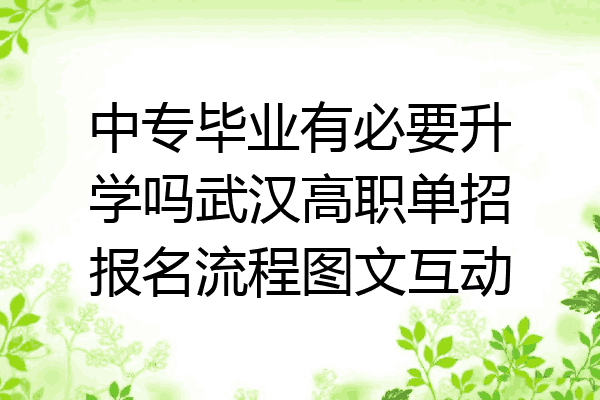 中专毕业有必要升学吗武汉高职单招报名流程图文互动